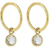 Serenity Sleepers 24K Gold Plated 925 Solid Sterling Silver Faceted Sleeper Hoop Earrings For Women | Gold Plated Dainty Round Zirconia Drop Dangle Charm Earring - Mini CZ Hoops