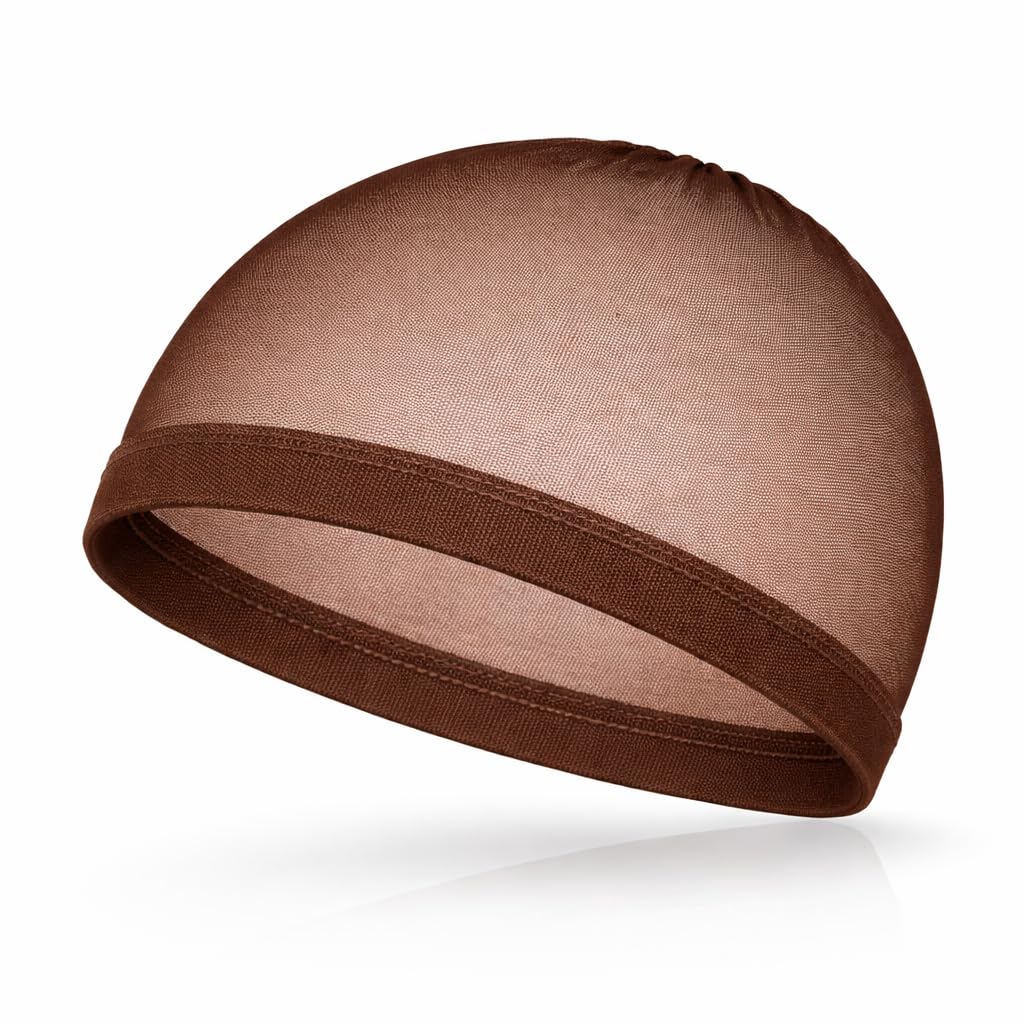 LUTTMANN 2 x wig cap nylon cap lace in medium brown for wig wearers