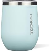 Corkcicle Stemless Wine Tumbler with Lid, 12 oz, Gloss Powder Blue | Shatterproof Cover-BPA-Safe Materials-No-Sweat Exterior-Easy-Grip Sides-Non-Slip Base-Durable Construction