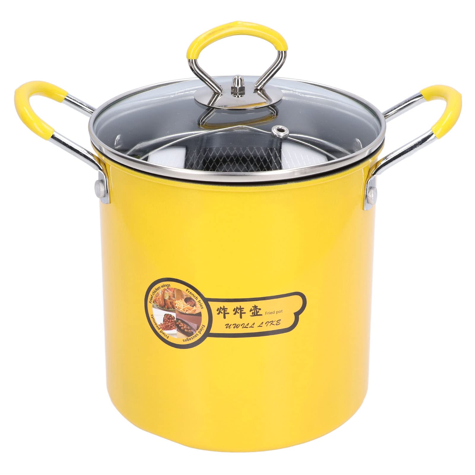 Deep Fryer Pot, 3L Stainless-Steel Frying Pot with Lid and Oil Filter Rack Japanese Frying Pot Deep Frying Pan for A Variety of Stove, for French Fries Shrimp Chicken