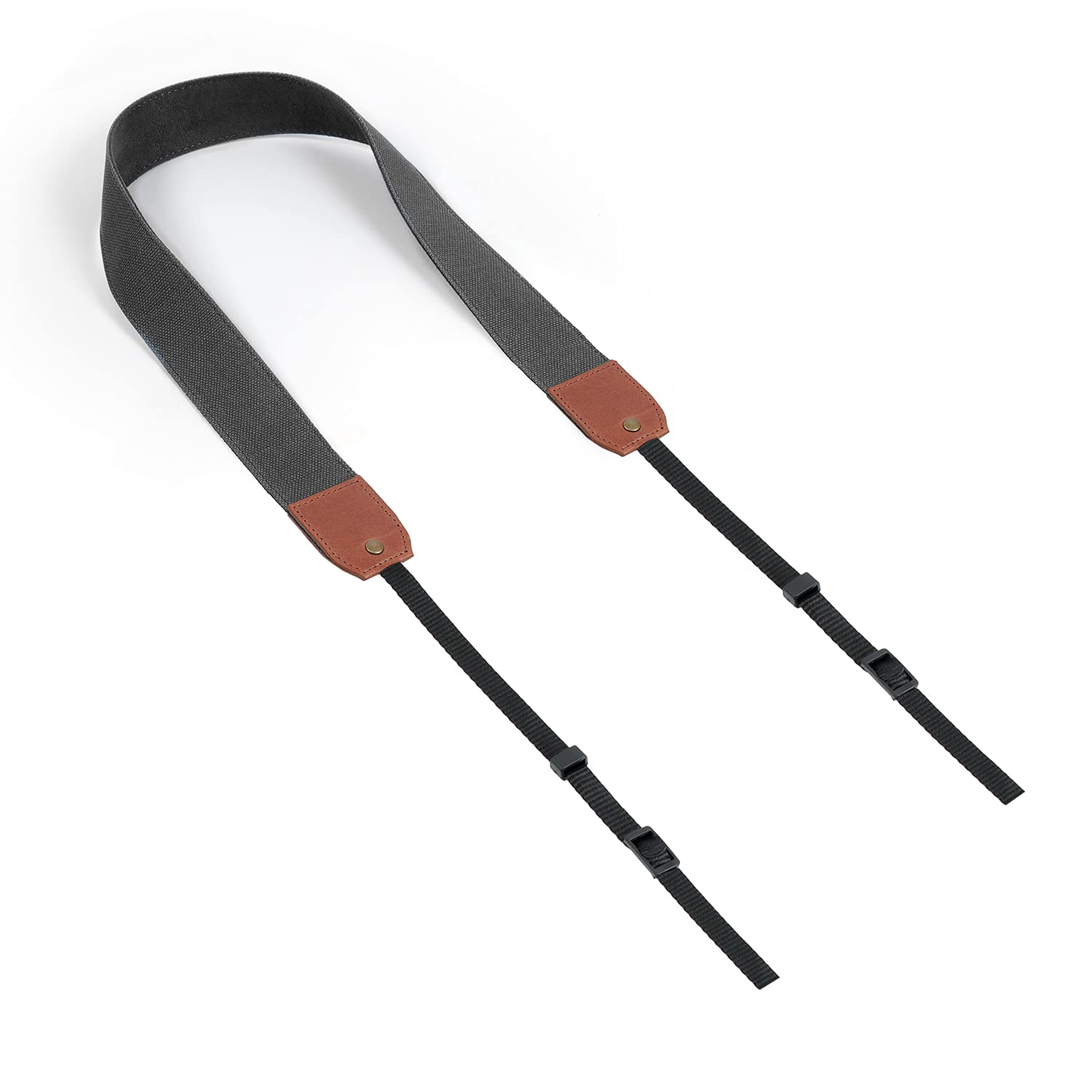 MegaGear Canvas & Genuine Leather Adjustable Shoulder or Neck Strap (Brown/Black)