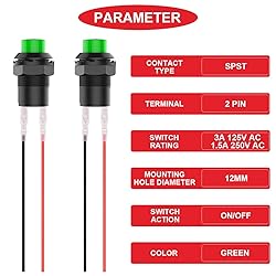 MKBKLLJY 12Pcs Green Mini Self-Locking On Off