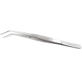 Lab Tweezers High Precision Forceps, 6" (15.2 cm), Fine Strong Angled Point tweezers, Stainless Steel