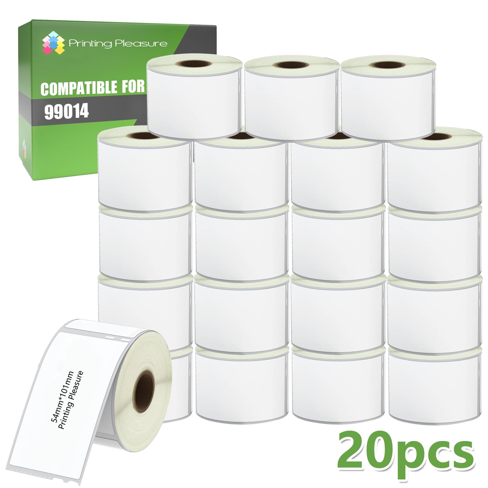 Printing Pleasure 20x Compatible with Seiko 99014 54mm x 101mm White Shipping and Name Badge Labels Rolls (220 Labels per Roll) for LabelWriter 4XL 450 400 330 320 310 Twin Seiko Printers
