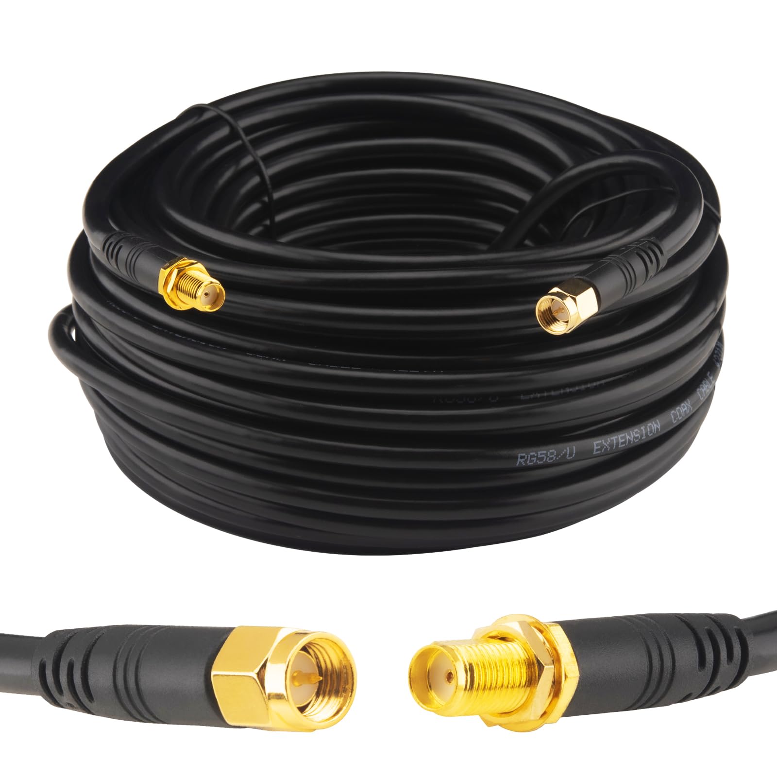 Boobrie Upgraded 20M SMA Extension Cable Low Loss SMA Male to Female RG58 Coaxial Cable 50ohms Wi-Fi Antenna Cable 4G Antenna Wifi Router Extension 3G 4G LTE Wireless LAN