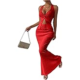 SOLY HUX Women's Two Piece Outfits Twist Front Halter Cami Tops and Skirt Summer Set