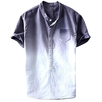 AHAYAKU Summer Herren Shirt Cooles und dünnes, atmungsaktives Hemd mit Kragen und Farbverlauf