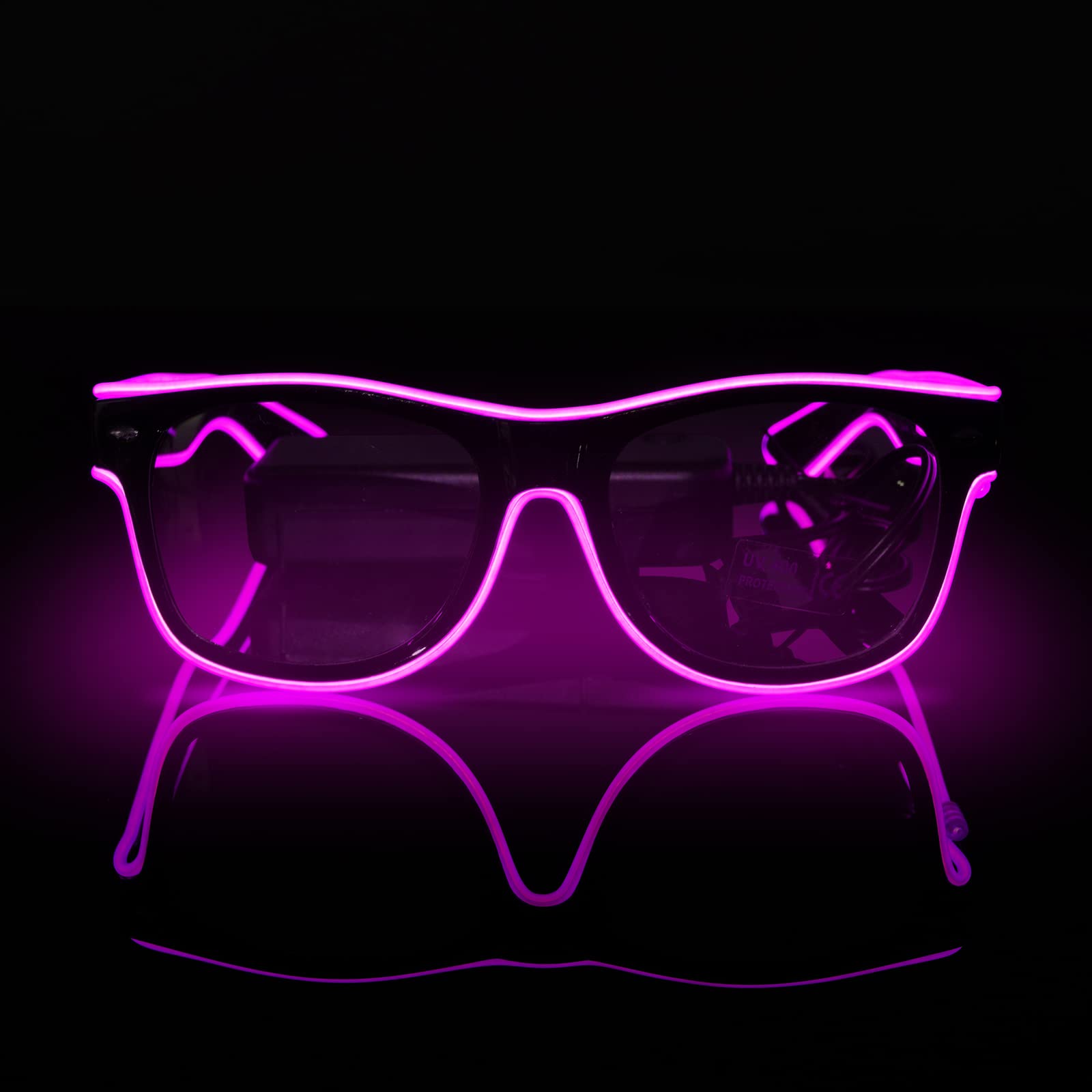 flintronic LED Glasses, Flashing LED Sunglasses Costumes, LED Glasses, 4 Modes, Ergonomic Design & High Comfort, with EL Wire, Suitable for DJ Parties, Live Concerts, Rave Parties, etc (Pink)