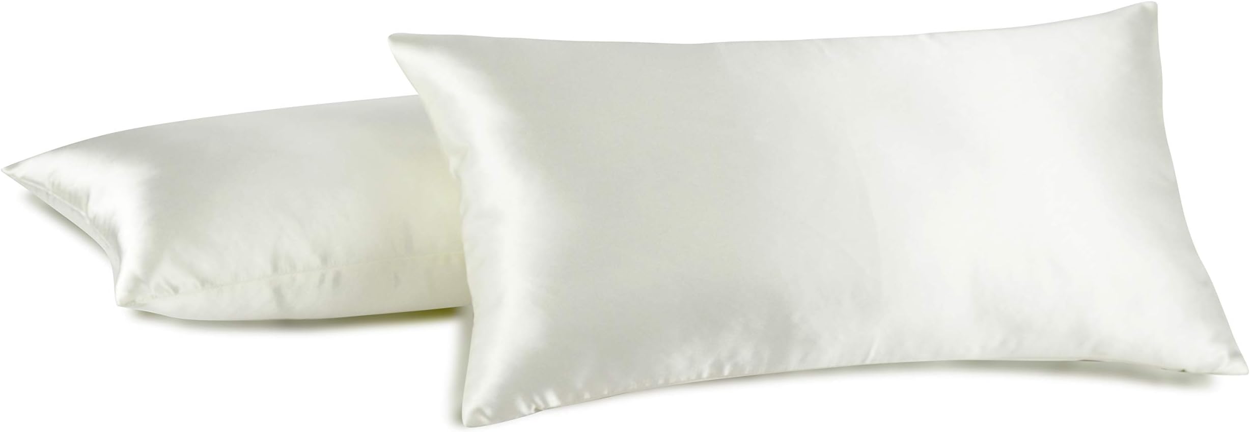 Aiking Home 100% Polyester Bridal Satin Luxury Pillowcases – Set of 2 Invisible Zipper Pillowcases - Machine Washable - (Queen 20x30 inch, Ivory)