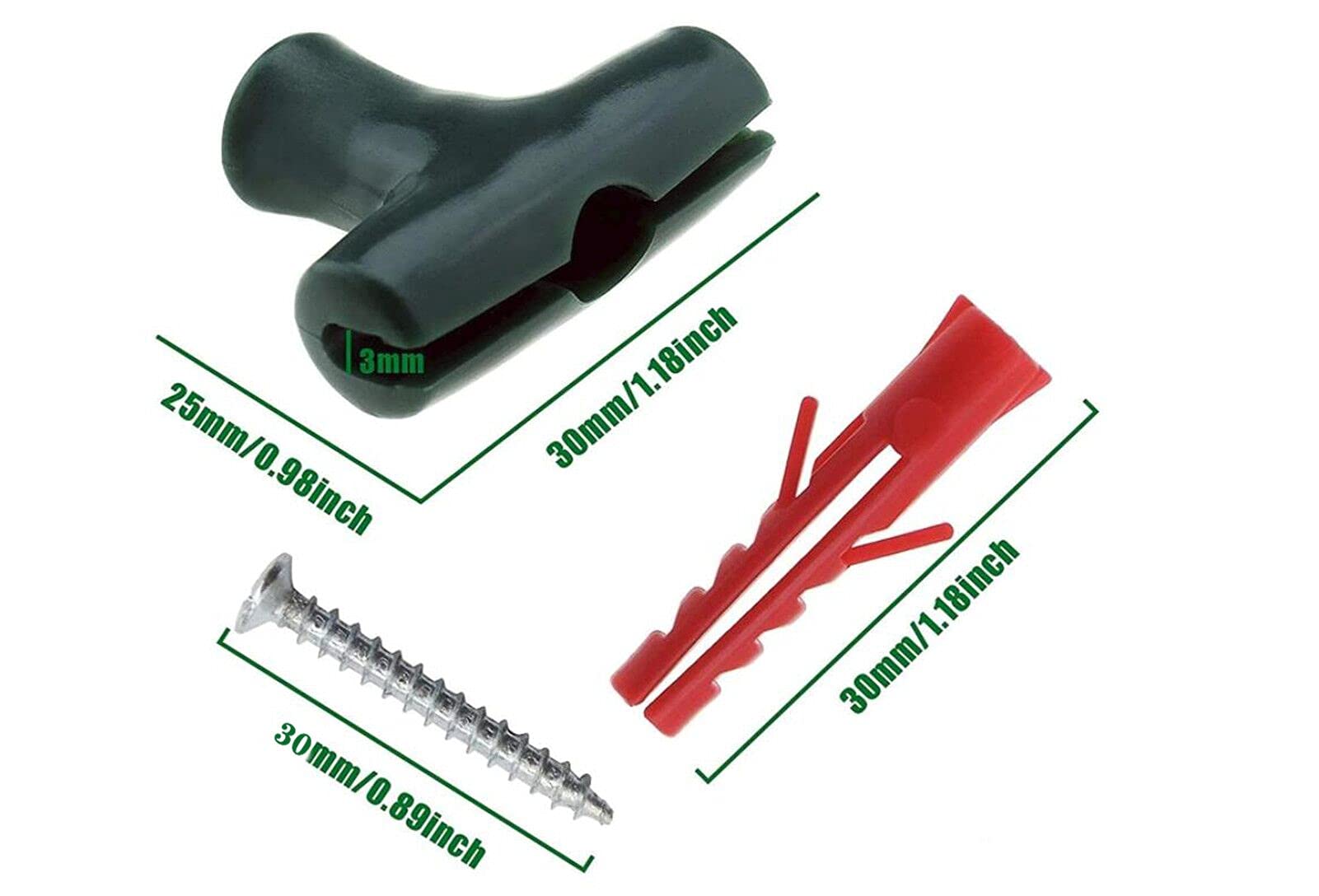 Garden Fencing Panels T Clips, T Shaped Chicken Wire Clips Bird Netting Mounting Clips for Garden Wall Mesh Fencing Panel Supporting Screws, Wall Anchor Includes (Green 18 Packs)