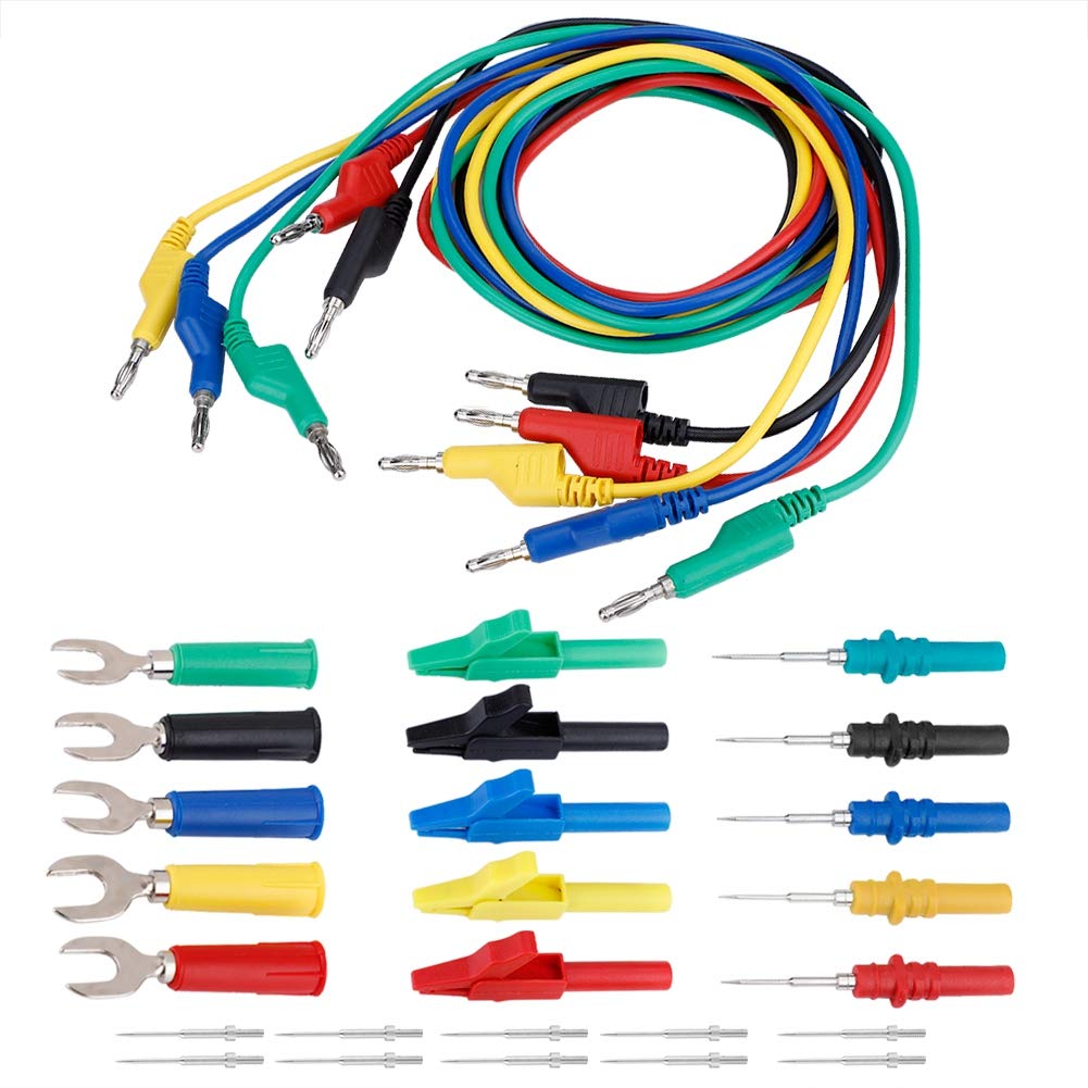 Banana Plug Test Lead Kit 4mm Colorful Silicone Banana to Banana Plug Test Lead Kit for Multimeter Clip & U-type Probe(P1036B)