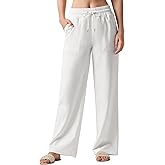 Willit Women Linen Pants Wide Leg Casual Palazzo Pants Cotton Linen Lounge Beach Summer Pants with Pockets 29"/31"/ 33"