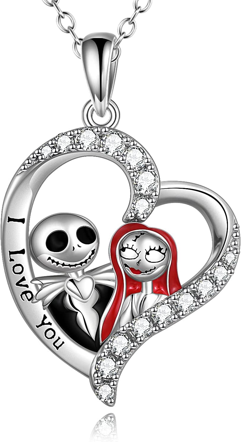YFN Jack Skellington & Sally Necklace for Women Nightmare Before