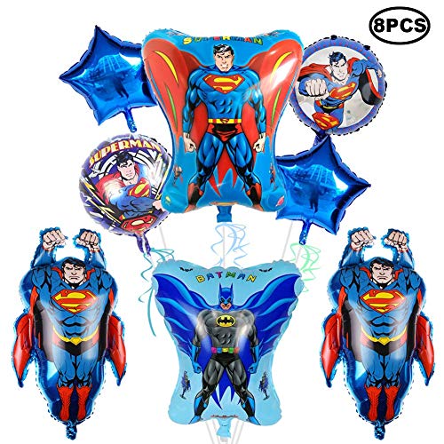 9Pcs Superman Foil Balloons for Children's Birthday Party Supplies Decorations