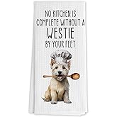 DNEULYR Funny Westie Dog Kitchen Towels, West Highland Terrier Gifts Dish Tea Towels for Kitchen Decor, Westie Gifts for Women Decorative Hand Towels, 16x24 Inch