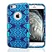 iPhone 6 Case, iPhone 6S Case, JoJoGoldStar Dual Layer Hybrid, Slim Fit Plastic and Silicone TPU Cover with Stylus and Screen Protector - Blue Damask