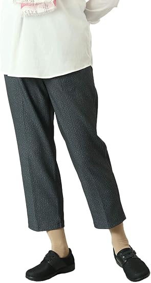Amazon 撥水加工 八分丈 杢調 ストレッチパンツ 股下55cm シニアレディース パンツ 通販