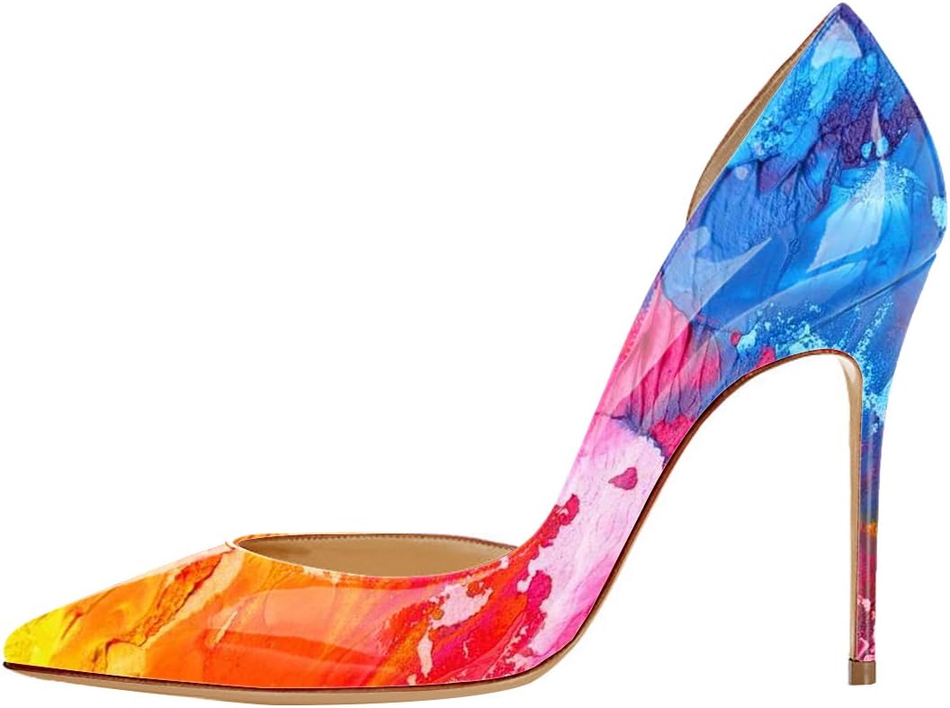 Guoar Womens Multicolor D'Orsay&Two-Piece Pointed Toe Stiletto High-Heels Pumps Size 5-12 US