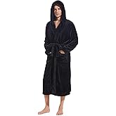 Inner Wish Mens Hooded Robe, Plush Long Bath robes Cozy Warm Bathrobe Fuzzy male Spa Robe With Pockets