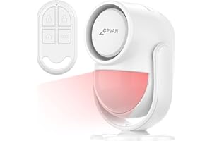 CPVAN Motion Sensor Alarm with Remote Control, PIR Indoor Motion Detector Alarm, Security Alarm System (White)
