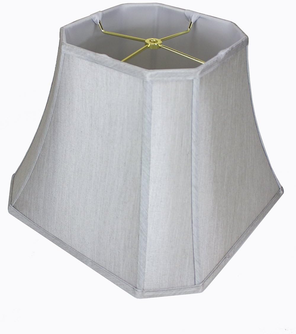 9x16x12 Square Cut Corner Lampshade Grey with Brass Spider Fitter by