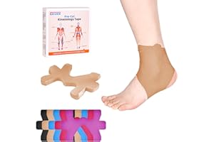 IEADEN Precut Kinesiology Tape for Ankle, 10 Pcs - Ankle Support & Stability, Ankle Pain Relief Athletic Tape - Waterproof & Elastic, Breathable Hypoallergenic Latex-Free Tape, Beige