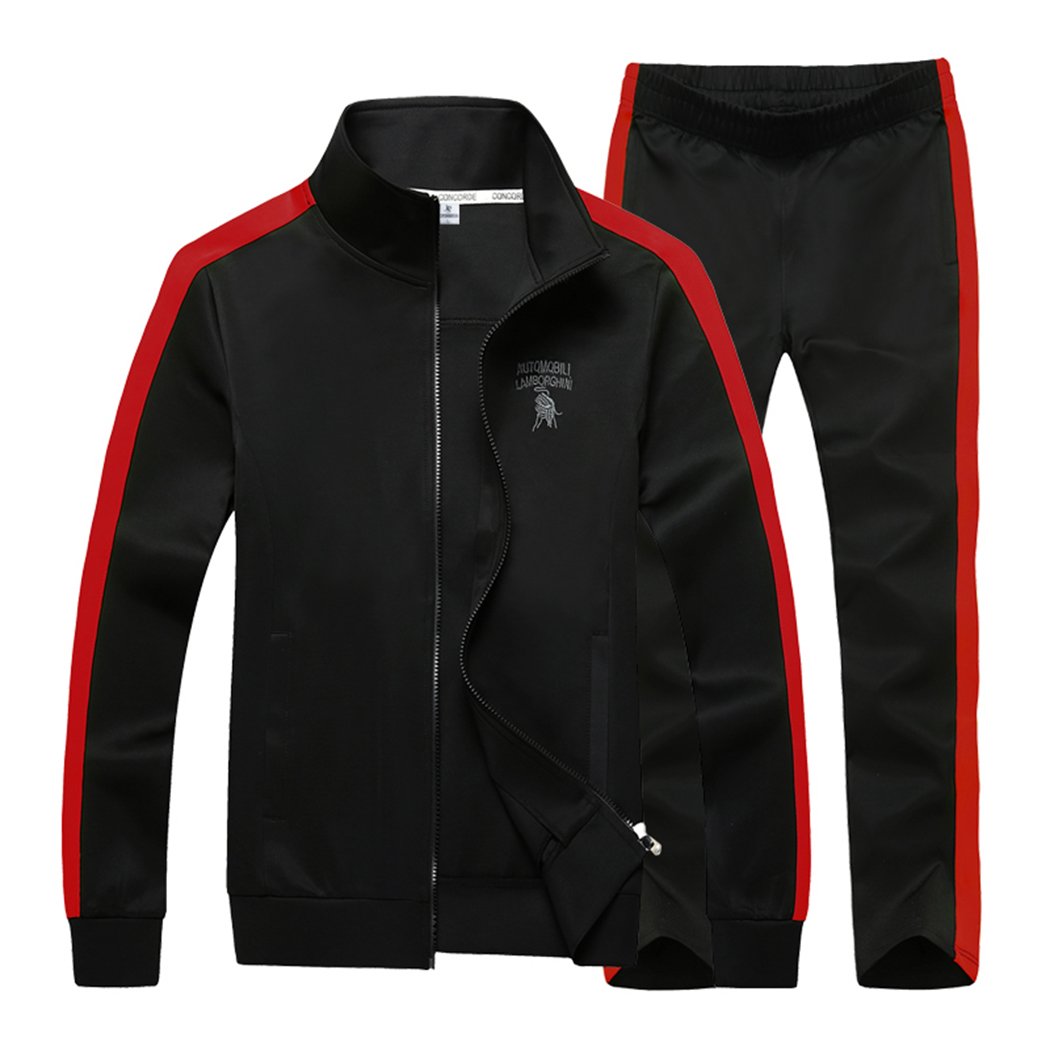 Sun Lorence Men's Athletic Full Zip Track Suits Casual Jogging Sweat Suits Set 2 Piece for Men