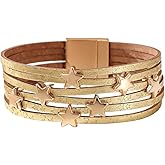 Women's PU Leather Multi-layer Buckle Wide Wristband Bracelet Female Leather Bracelet Star Accessories Bracelet