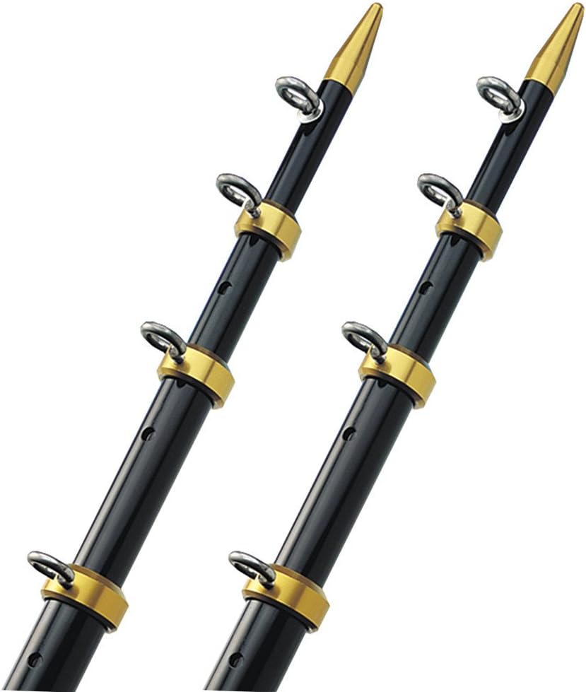TACO 15' Telescopic Outrigger Poles 1-1/8" - Black/Gold [OT-0441BKA15]