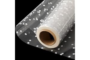 Motroce Clear Cellophane Wrap Roll, 100 Ft x 34 In White Dot Florist Paper Wrapper, Transparent 3Mil Thicker Cellophane Roll, Gift Baskets Wrap Cellophane Film for Gifts, Flowers, Christmas Wrapping