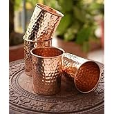 2activelife Hammered Design Pure Copper Tumbler Set of 4 | Drinking Water With Copper Cups | Premium Quality Copper Tumblers For Home, Office, Hotel, Travel and Gifting Each 10.08 Ounce