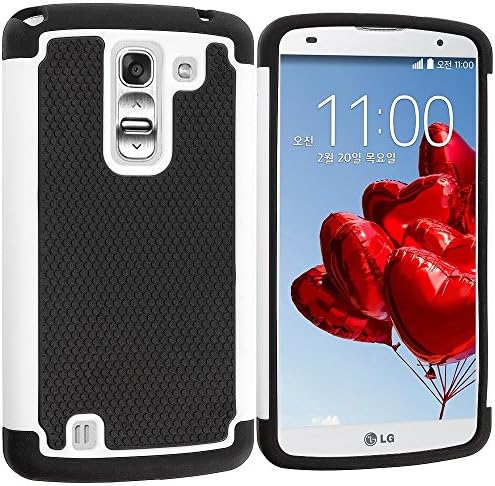Black / White Hybrid Rugged Armor Protector Hard Case Cover for LG G Pro 2