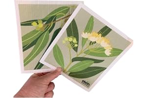 EKOH Swedish Dishcloths for Cleaning Kitchen - Set 2 Prints - Eco Sponge Cloths Zero Waste Dish Towels - Plastic Free Reusabl