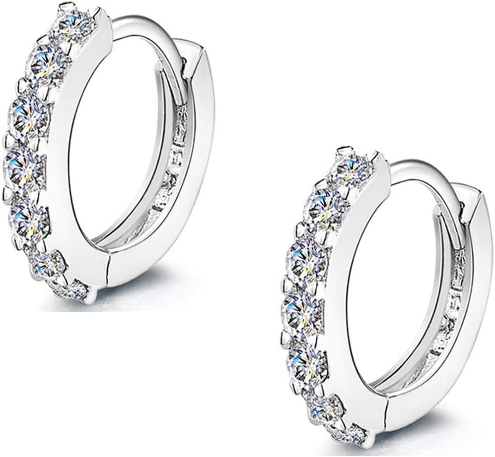 925 Sterling Silver Hoop Earrings Cubic Zirconia Cartilage Earring for Women Girls Small Huggie Piercing Earings Tiny Ear