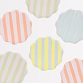 Meri Meri Pastel Striped Paper Plates (Pack of 8), Colorful & Disposable Plates for Party, Pastel Party Plates Available as Paper Dinner Plates & Side Plates with Wavy Edges