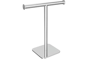RUACQ T-Shape Hand Towel Holder Stand, Weighted Base Towel Rack, Countertop Towel Holder for Bathroom, 304 Stainless Steel, H