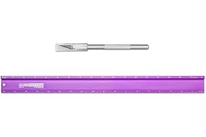 Alumicolor AlumiCutter Aluminum Straight Edge w/Blade for Office, School, Engineering and Framing, 18IN, Purple