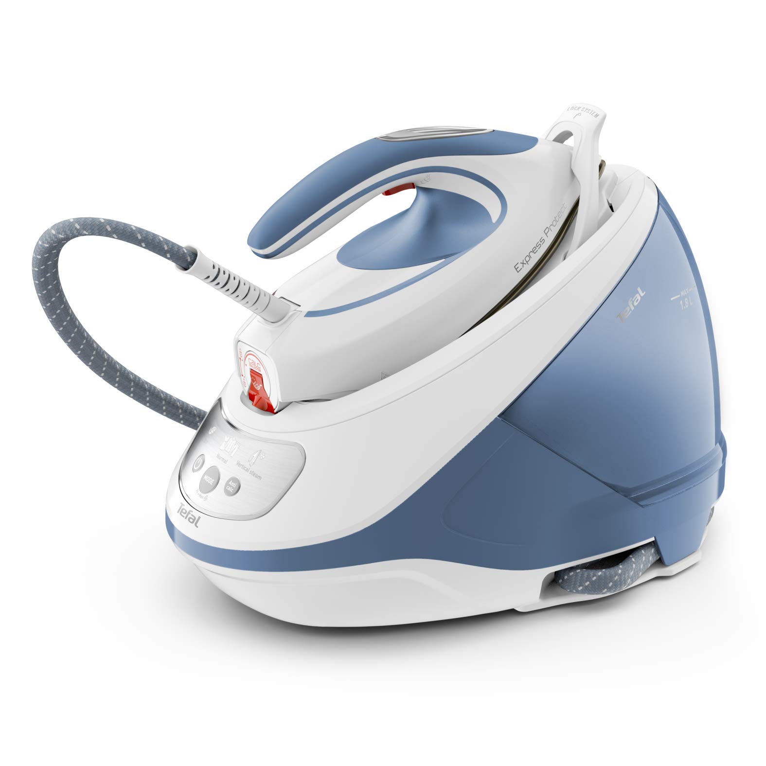 Tefal Express Protect Steam Generator Iron, 2800W, 520g/min Steam Boost, 7.5 Bar Pressure, White & Blue, SV9202