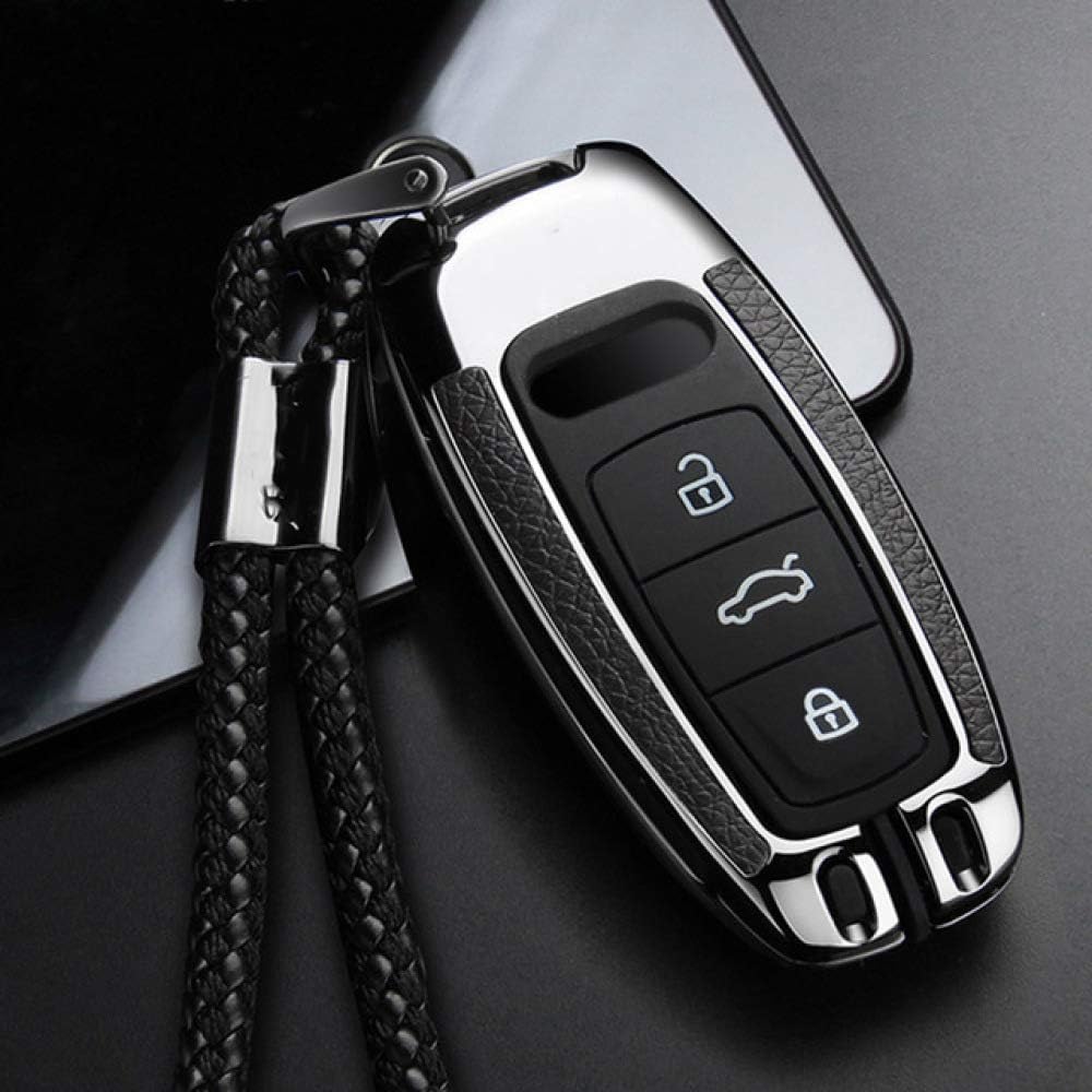 QCCOKNN zinc alloy car key fob cover case ，for audi A6L A7 A8 C8 Q8 D5 2018 2019 Protector Shell key ring Car styling Accessories