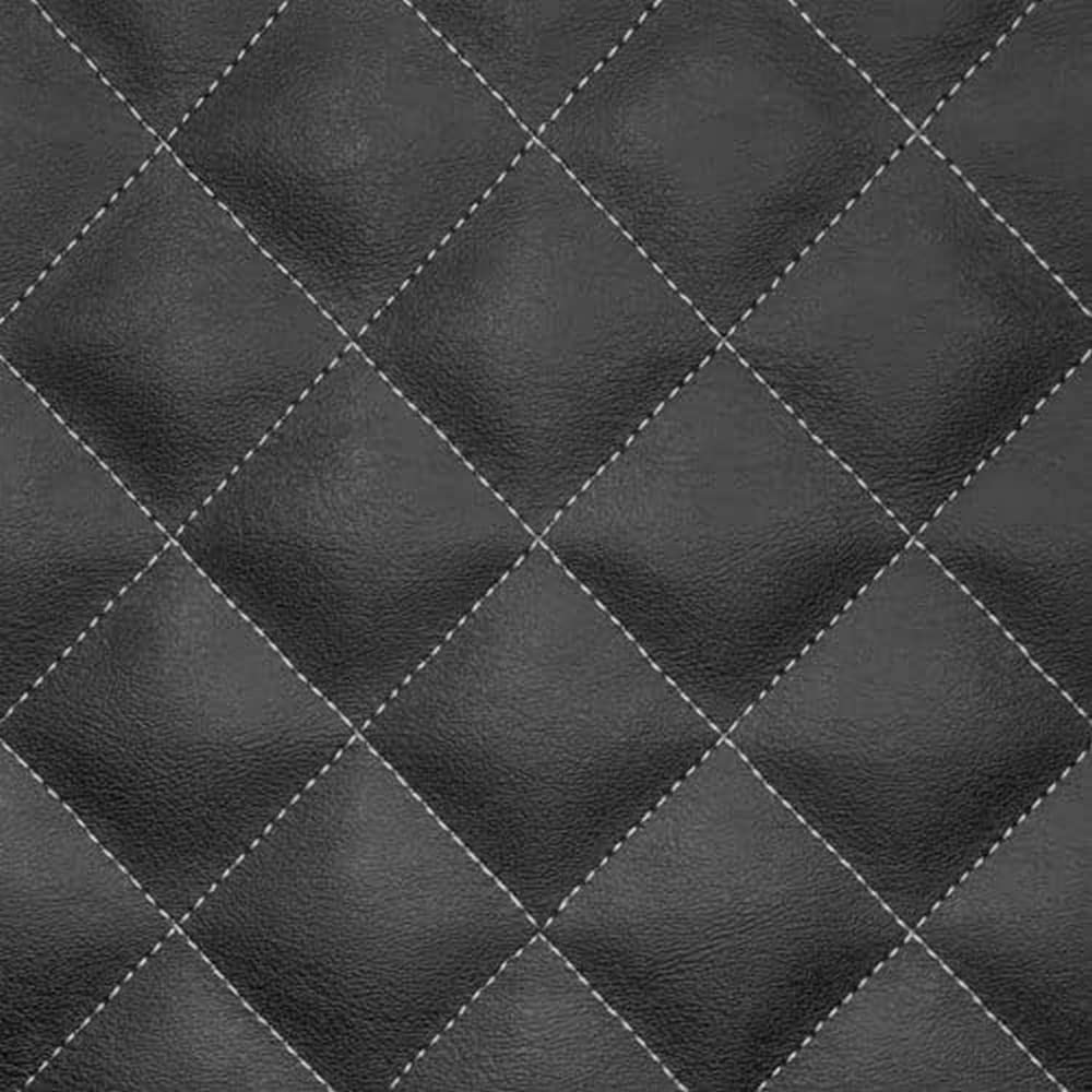 Box Quilted Vinyl Foam Leatherette Fabric Material - White Stitches, 1Mtr - 150cm x 100cm