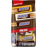 SNICKERS Almond &amp; Peanut Butter Fun Size Chocolate Candy Variety, 24.02 oz | Peanuts, caramel and nougat in individually wrapped fun size bars, made for watch party treats, sharing and goodie bags