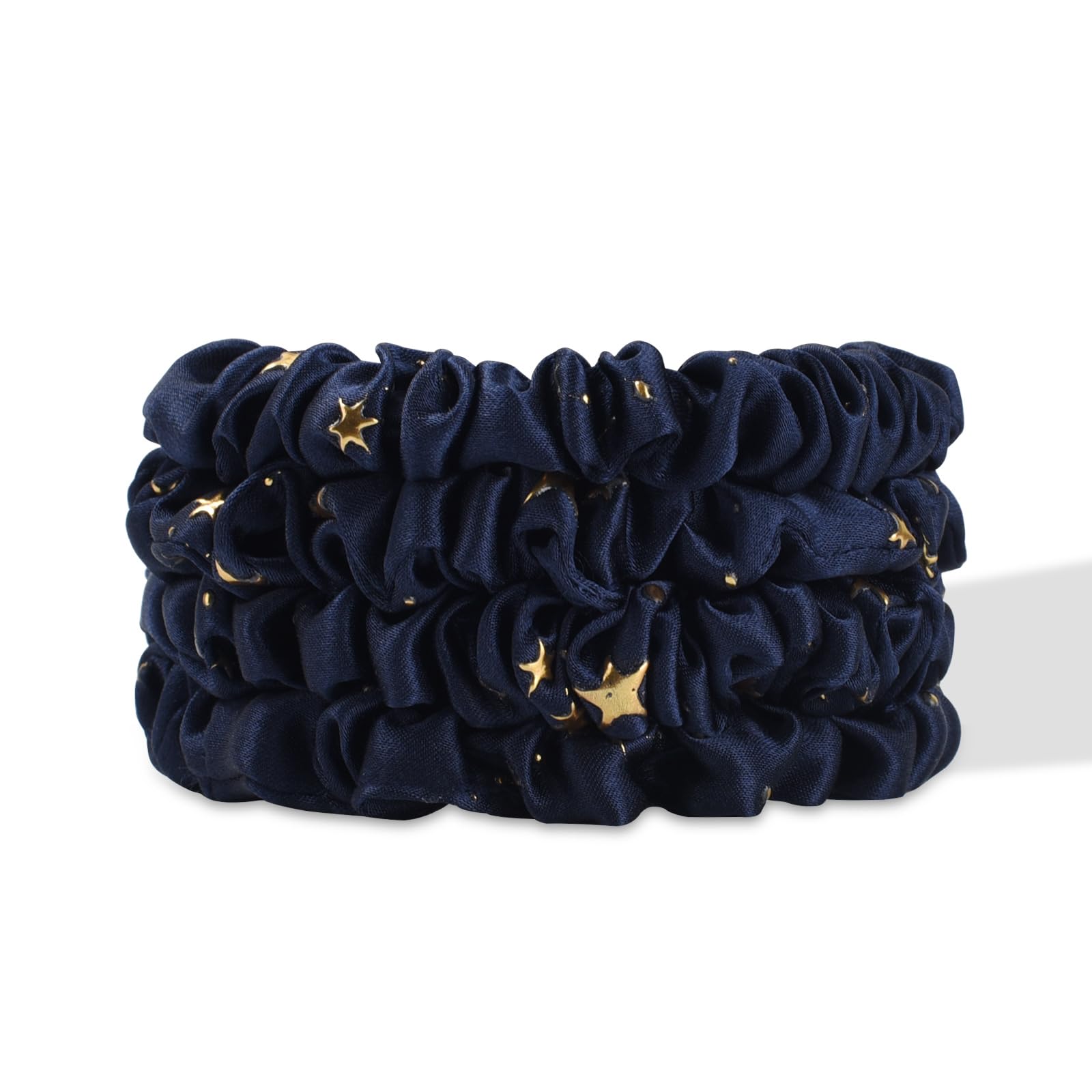 SILKIE x4 Set 100% Pure Mulberry Silk Purple Star Gift Skinny Scrunchies Travel Pouch Everyday Hair Ties Elastics Hair Care Ponytail Holder No Damage (Stargazer)