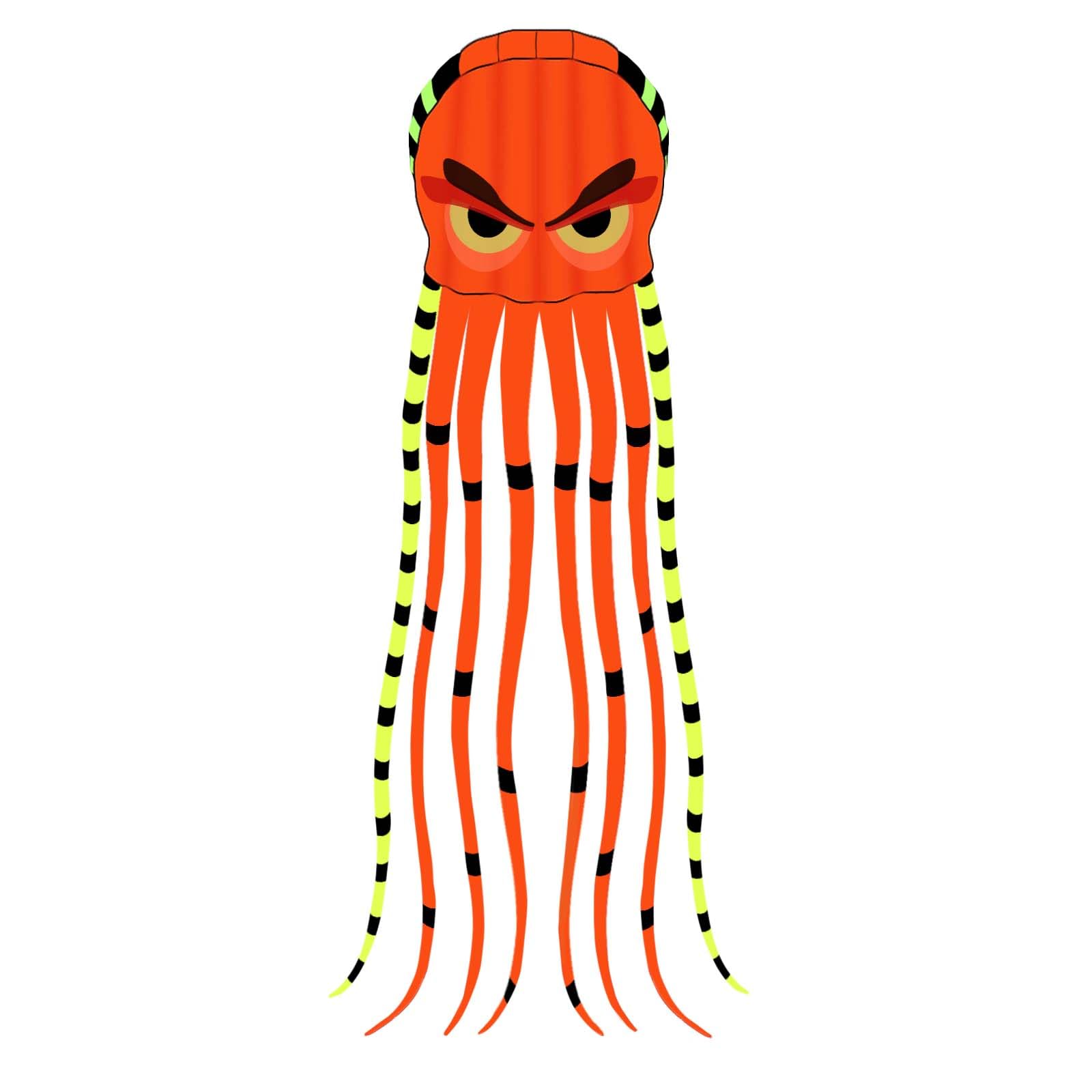 Kite for Adults Giant Octopus Kite 26ft for Outdoor Fun Large 3D Kite with Reel for Beach, Park, and Family Gatherings - Durable Design Easy to Fly (Orange)