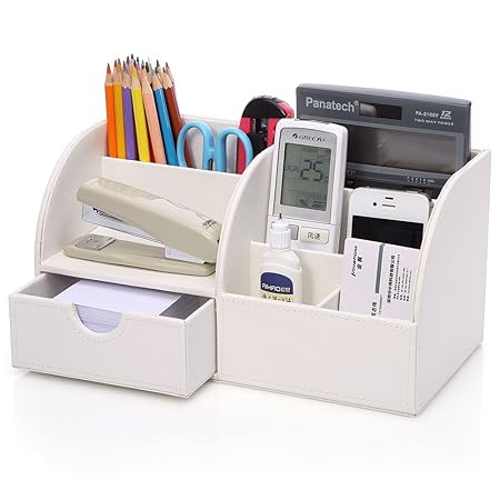KINGFOM Büro Schreibtisch Organizer Ordnungssystem Tisch Organizer PU Leder Stiftehalter Stiftebox Stifteköcher Multifunktion