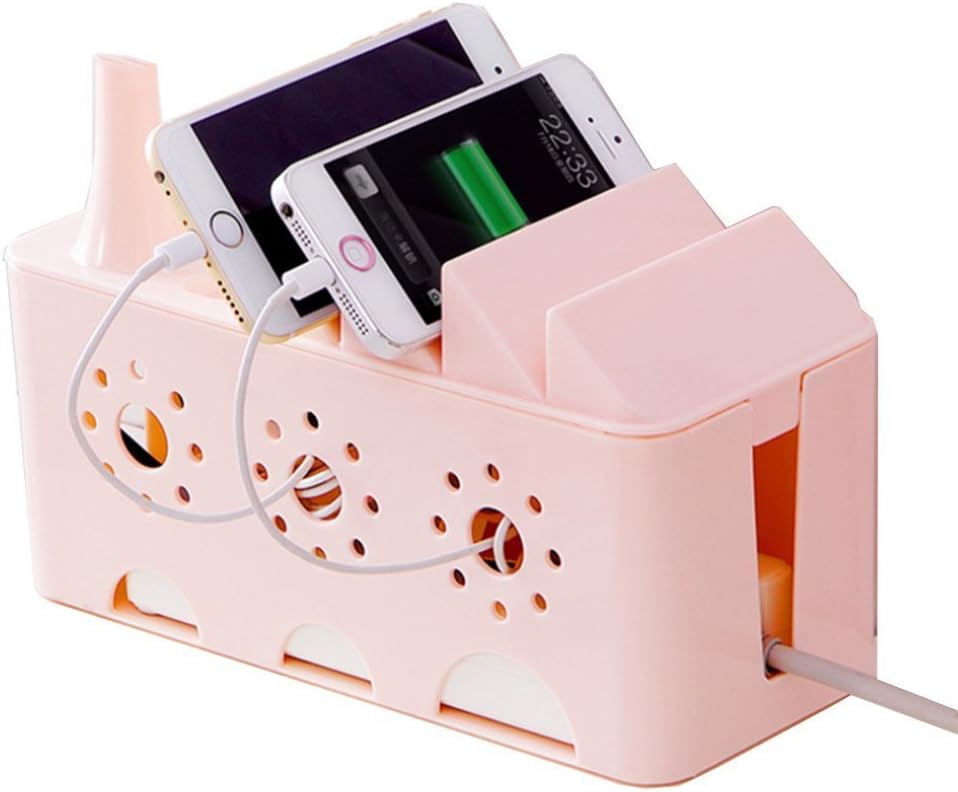 Cpixen Plastic Cable, Phone Management Box Desk Power Socket Wire Tidy Storage Organiser (24x10x10.5cm, Multicolour, 203105)