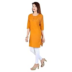 Chichi Indian Women's Plain Cotton Straight Yellow