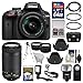 Nikon D3400 Digital SLR Camera & 18-55mm VR & 70-300mm DX AF-P Lenses with 64GB Card + Case + Flash + LED Video Light + Tripod + Tele/Wide Lens Kit