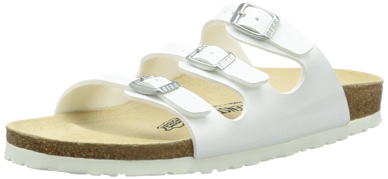 Amazon.com | Birkenstock Women's Florida Soft Footbed Birko-Flor White Sandals - 41 M EU | Flats