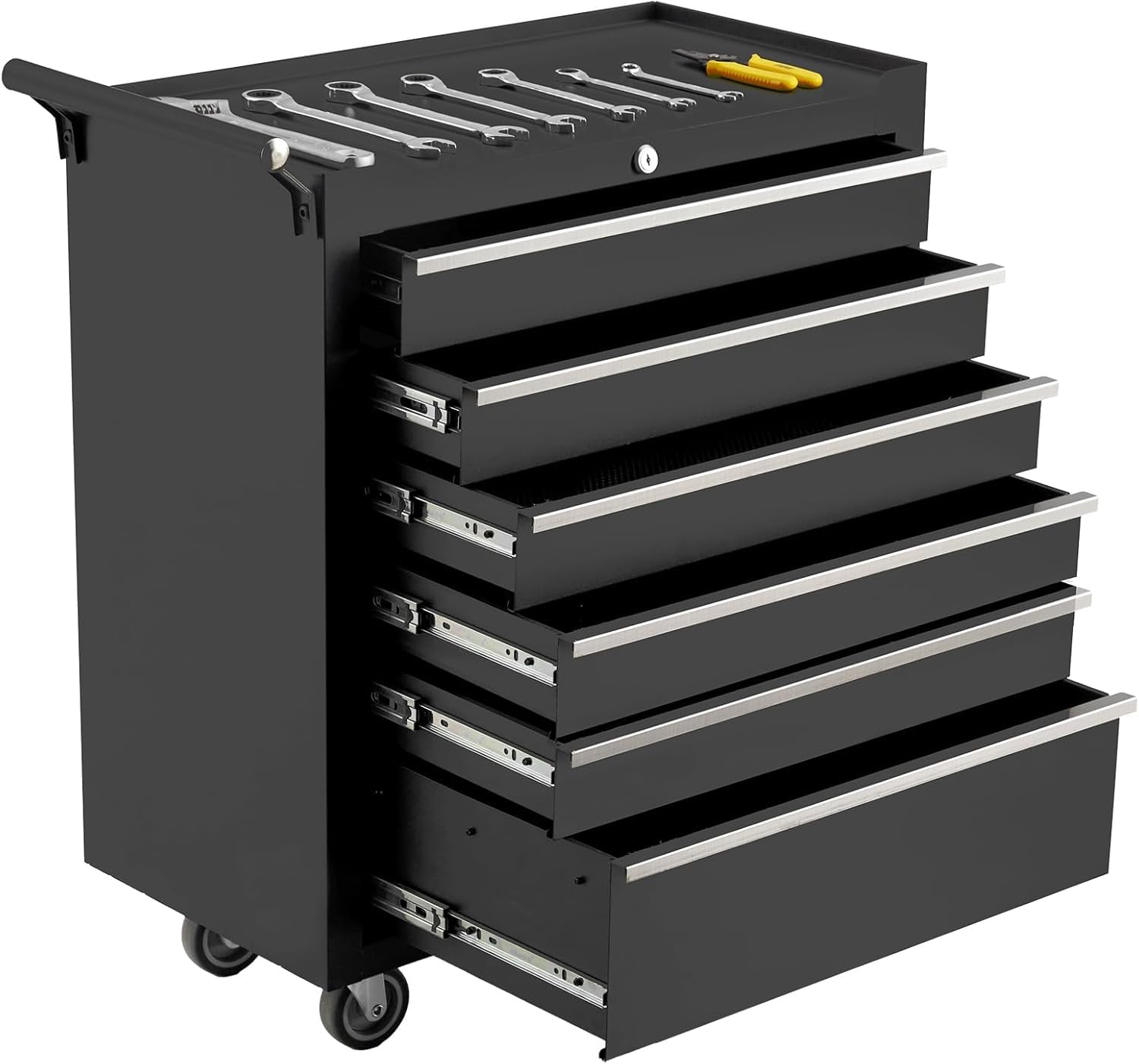 Photo 1 of MISSING ITEMS SELLING FOR PARTS ONLY -------------------------------------------------------------------------------------------------------------  Rolling Tool Chest, 6 Drawers Tool Storage Cabinet, Toolbox with Wheels, Portable Tool Cabinet Organizer wi