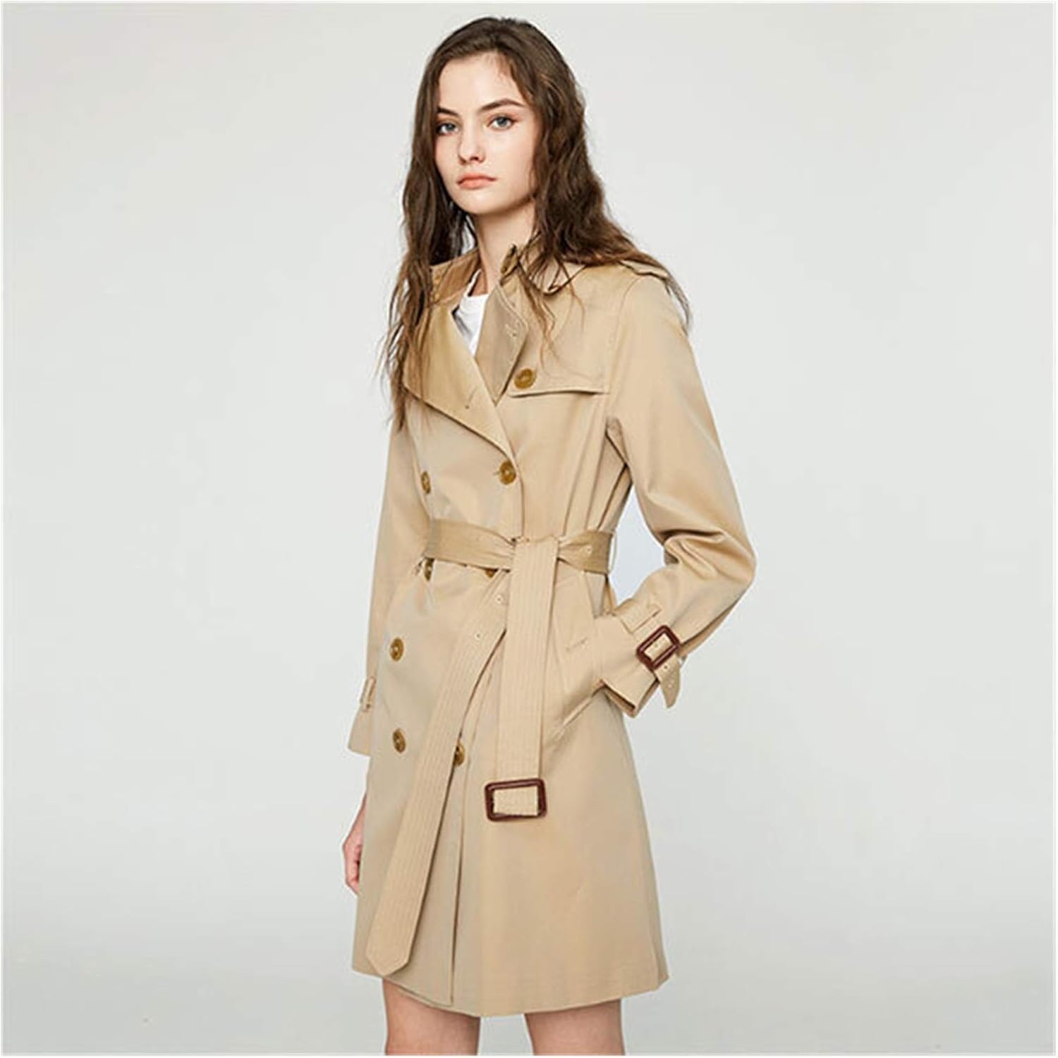 Aorryvla Frühling Damen Trenchcoat Doppelreißendrückkragen wasserdichte ...